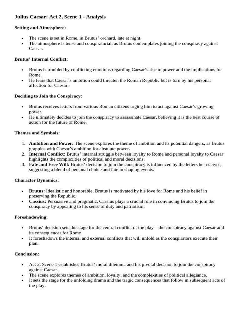 Julius Caesar Act 2 Scene Analysis | PDF | Julius Caesar