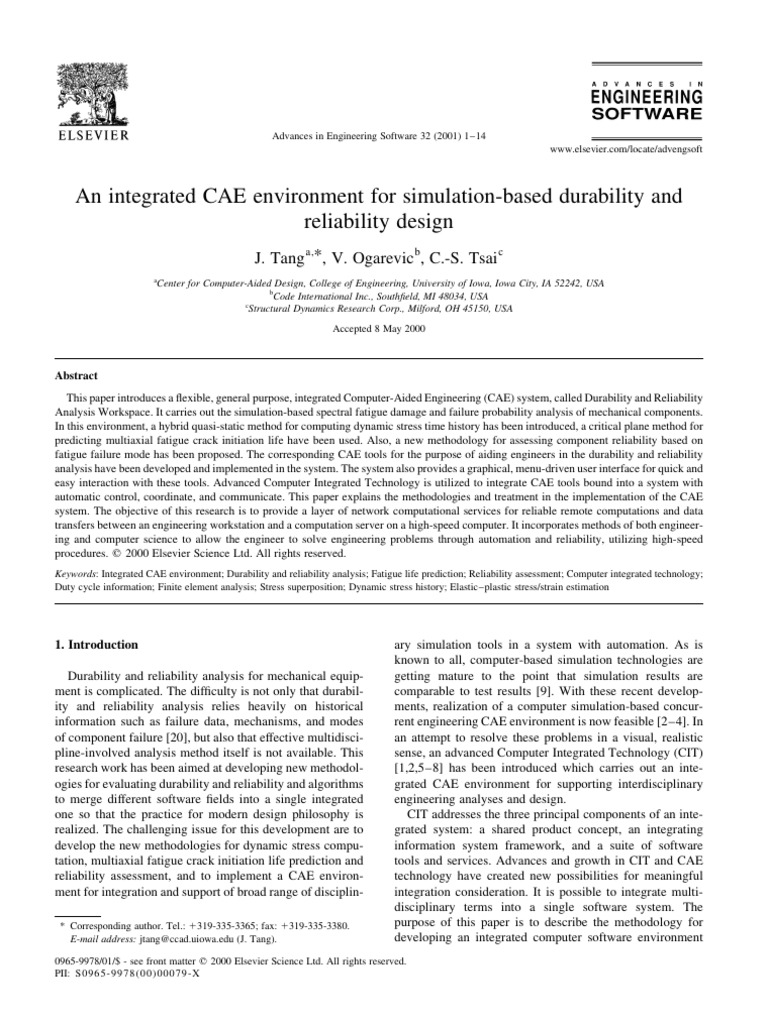 Tang 2001 | PDF | Reliability Engineering | Fatigue (Material)