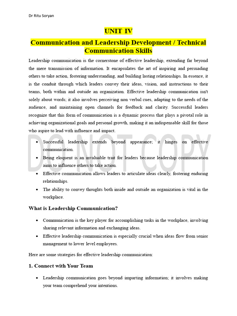 Leadership Communication Skills Guide | PDF | Intelligence | Thought