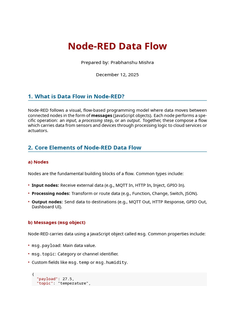 Understanding Node-RED Data Flow | PDF | Internet Of Things | Java Script