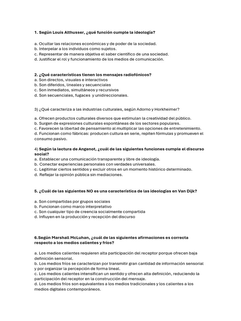 Práctica 2do Parcial Semio 2025 | PDF | Ideologías | Sentidos