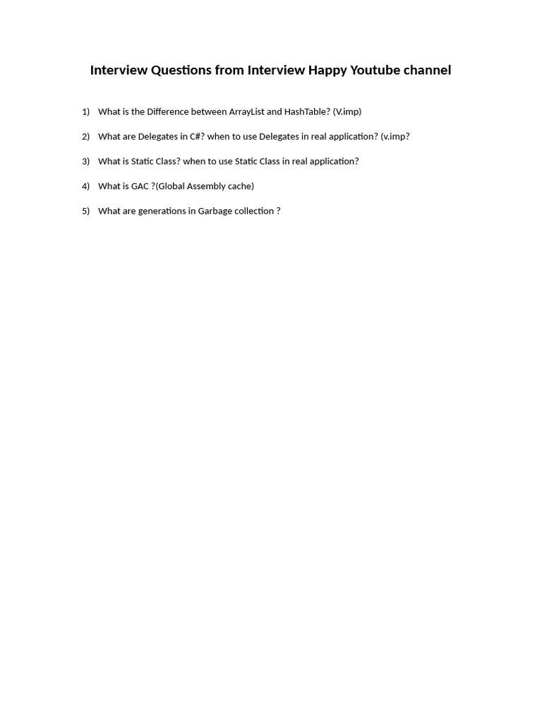 C# Interview Questions and Concepts | PDF