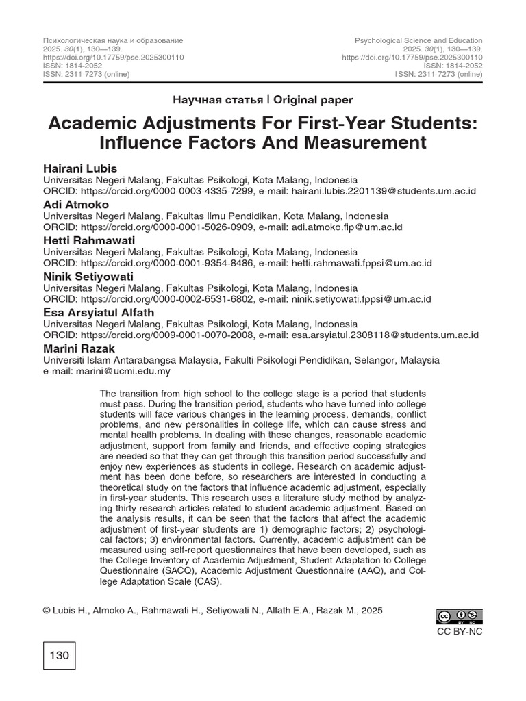 Academic Adjustments For First-Year Students | PDF
