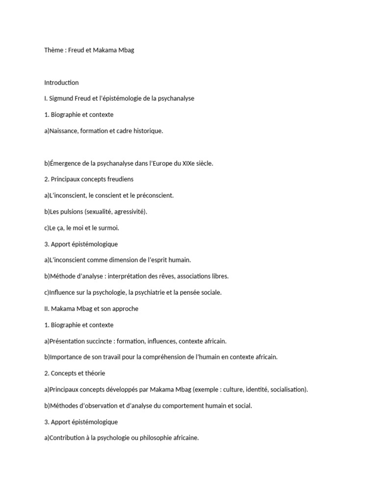 Freud et Mbag : Psychanalyse et Culture | PDF