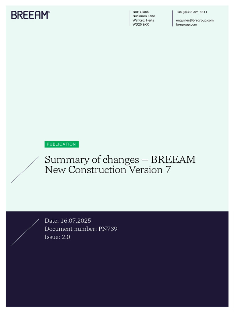 BREEAM New Construction V7 Changes Summary | PDF | Climate Change ...