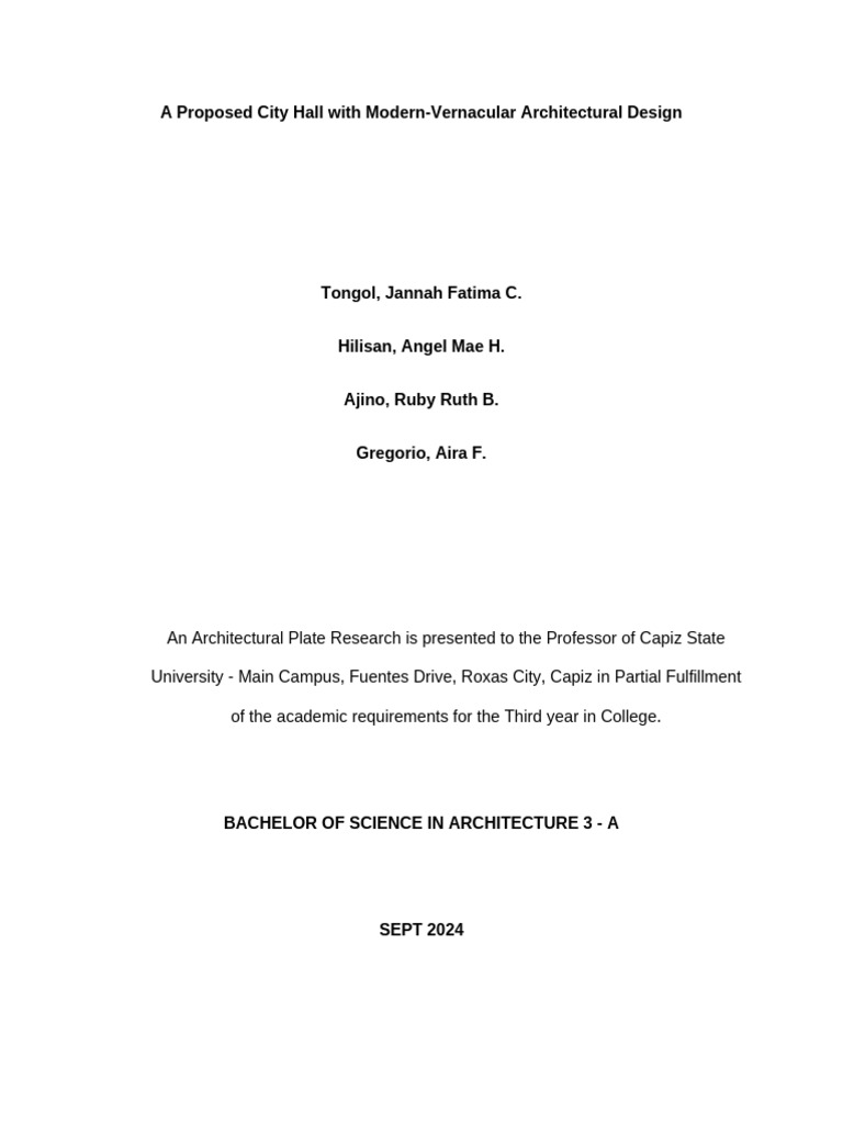 Modern-Vernacular City Hall Design Proposal | PDF | Governance