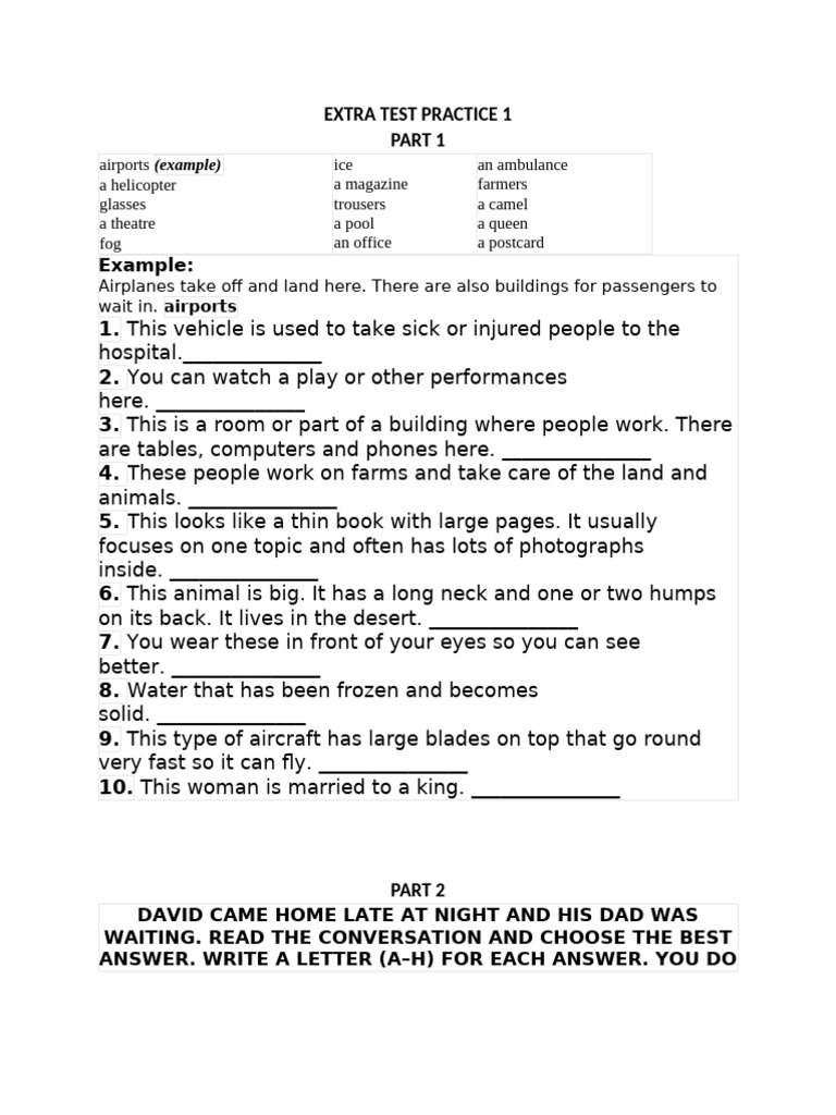 Extra Test Practice | PDF | Cereals | Foods