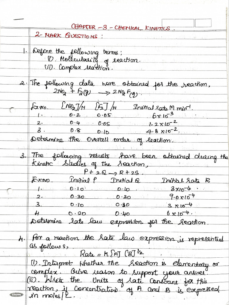 Chemical Kinetics Questions | PDF