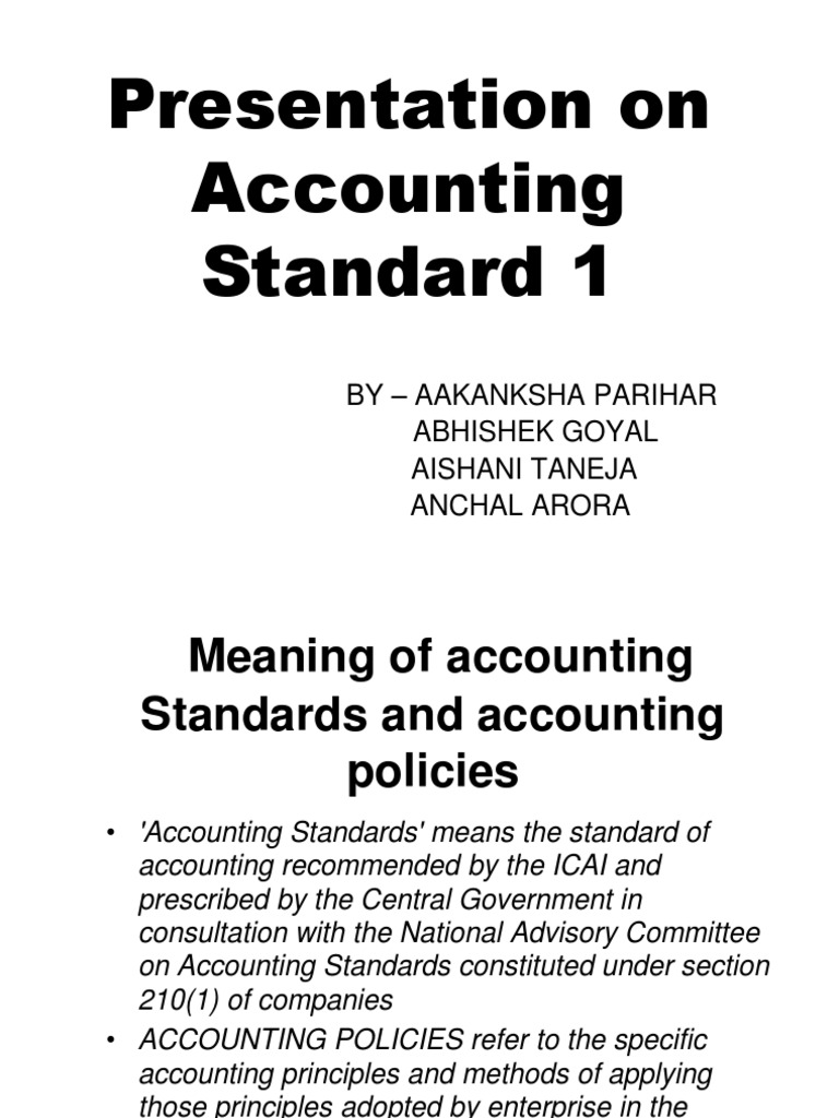 Presentation On Accounting Standard 1 PDF Valuation (Finance