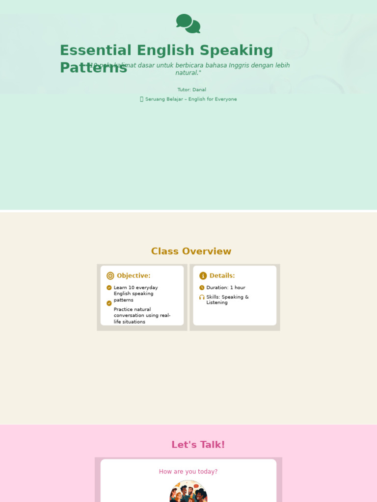 10 Essential English Speaking Patterns | PDF | Human Communication ...