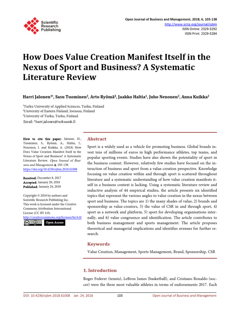 Value Creation in Sport and Business | PDF | Brand | Corporate Social ...