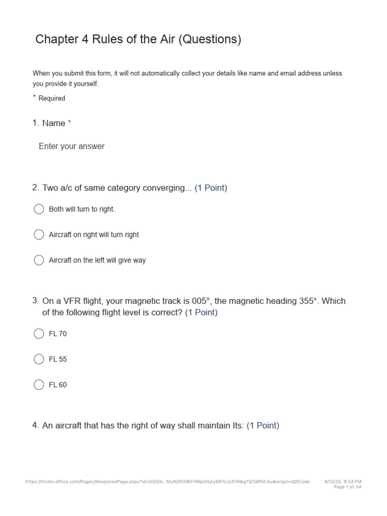Air Rules Quiz: Flight Regulations | PDF | Instrument Flight Rules ...