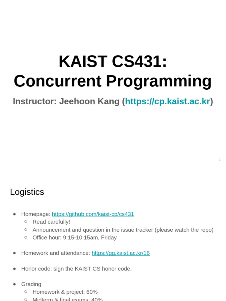 KAIST CS431: Concurrent Programming Guide | PDF | Parallel Computing ...
