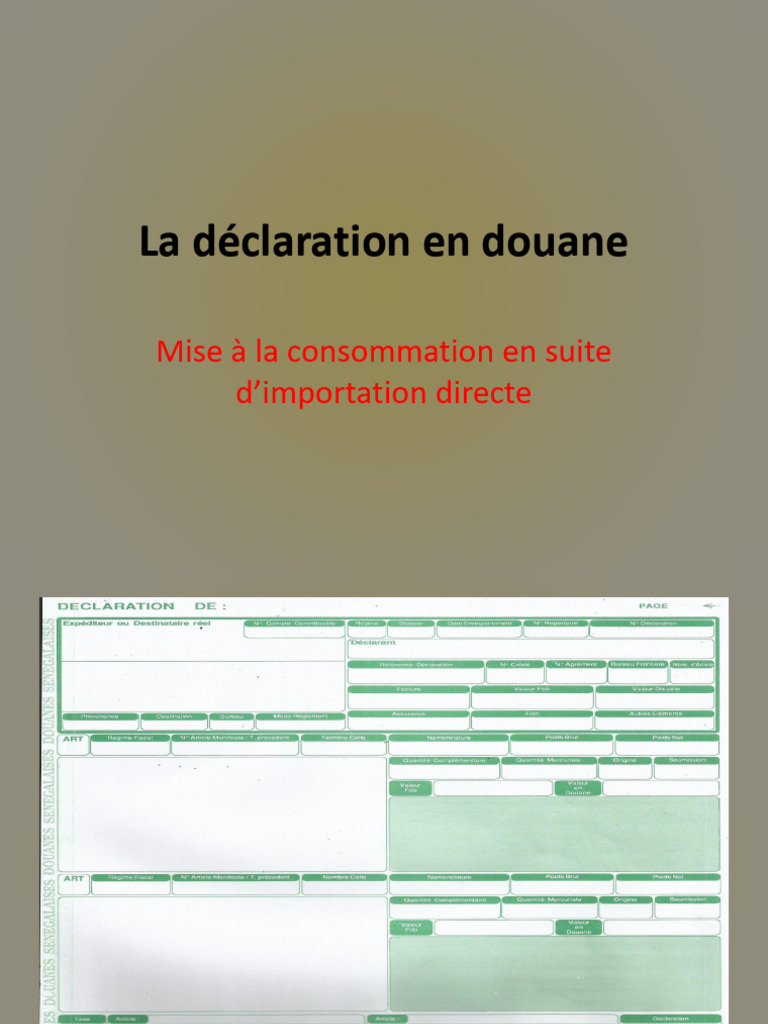 Guide de la déclaration en douane | PDF | Transport | Commerce