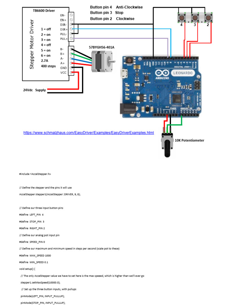 Stepper Speed Control With 3 Buttons Diagram and Code | PDF