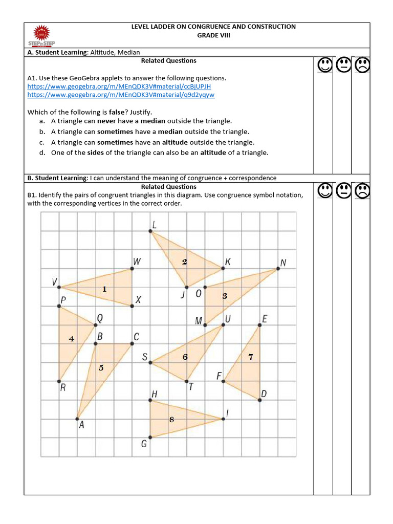 LL Part 1grade 7 Congruence and Constructions LL Till Level C | PDF ...