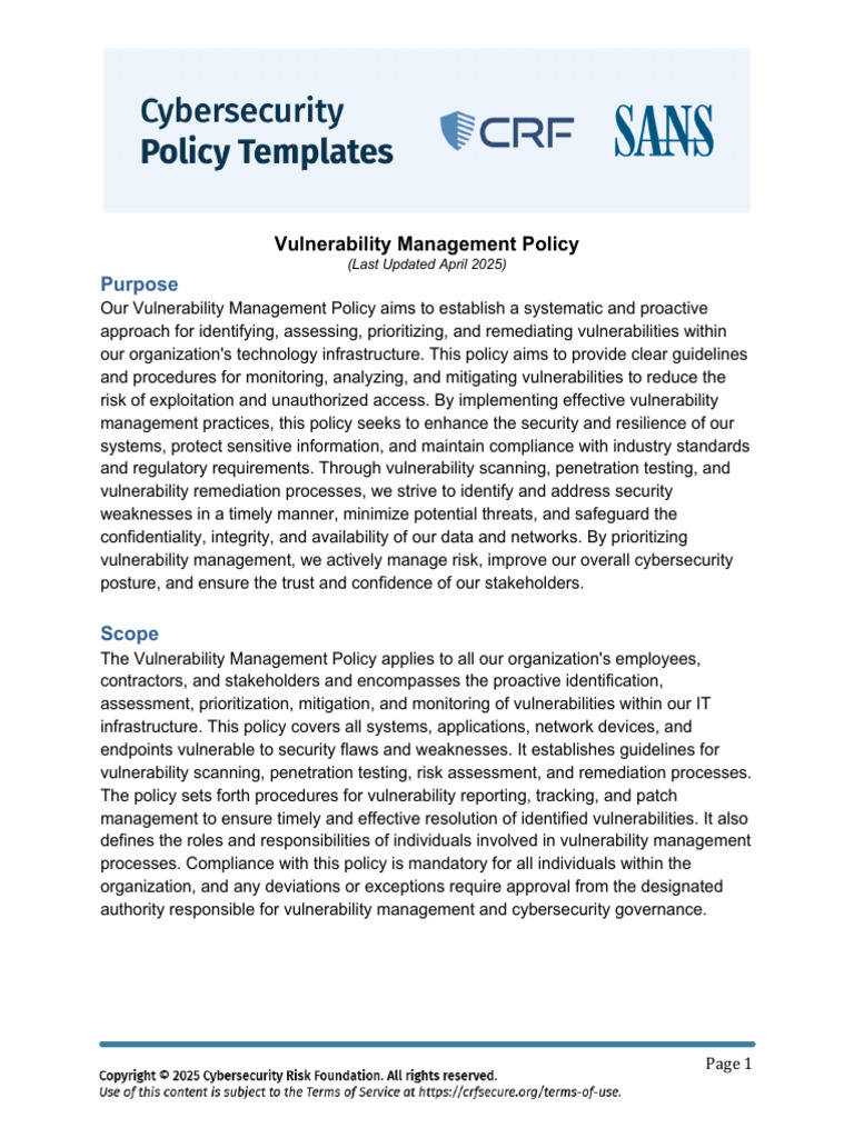 Vulnerability Management Policy Overview | PDF | Computer Security ...