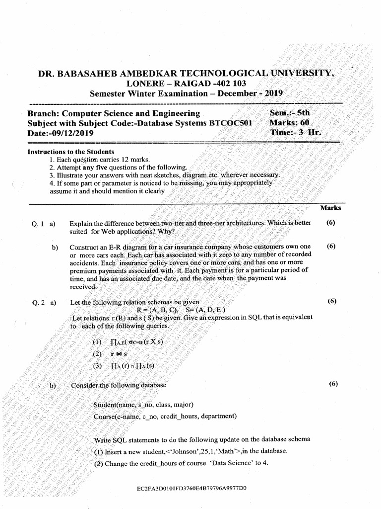 Database Management ALL PYQ {Pran Tehare} (1) | PDF | Databases ...