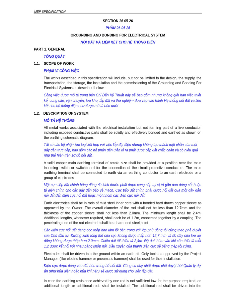 Section 26 05 26 Grounding and Bonding For Electrical Systems | PDF