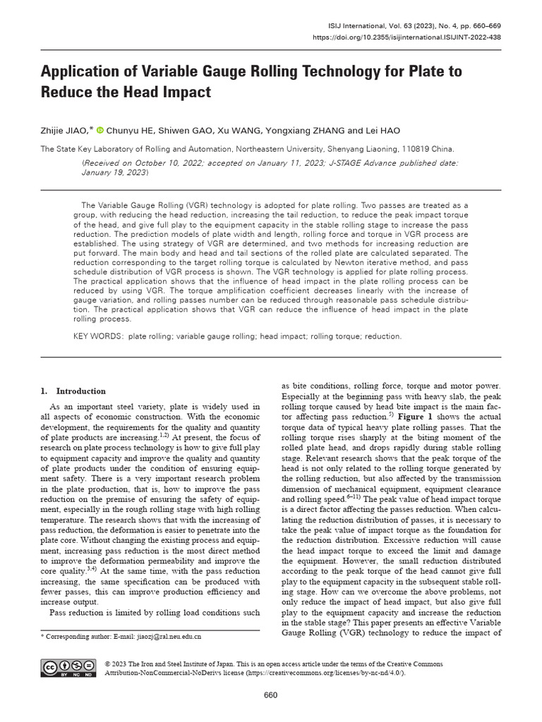 Application of Variable Gauge Rolling Technology For Plate To Reduce ...