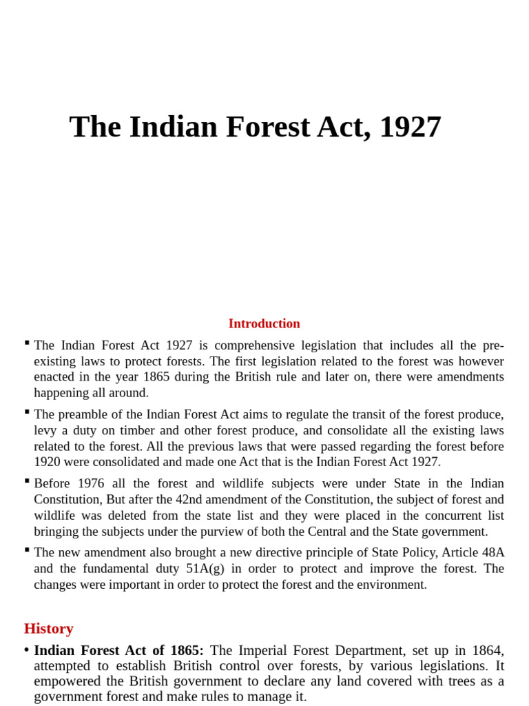 Overview of the Indian Forest Act 1927 | PDF | Forests | Search And Seizure