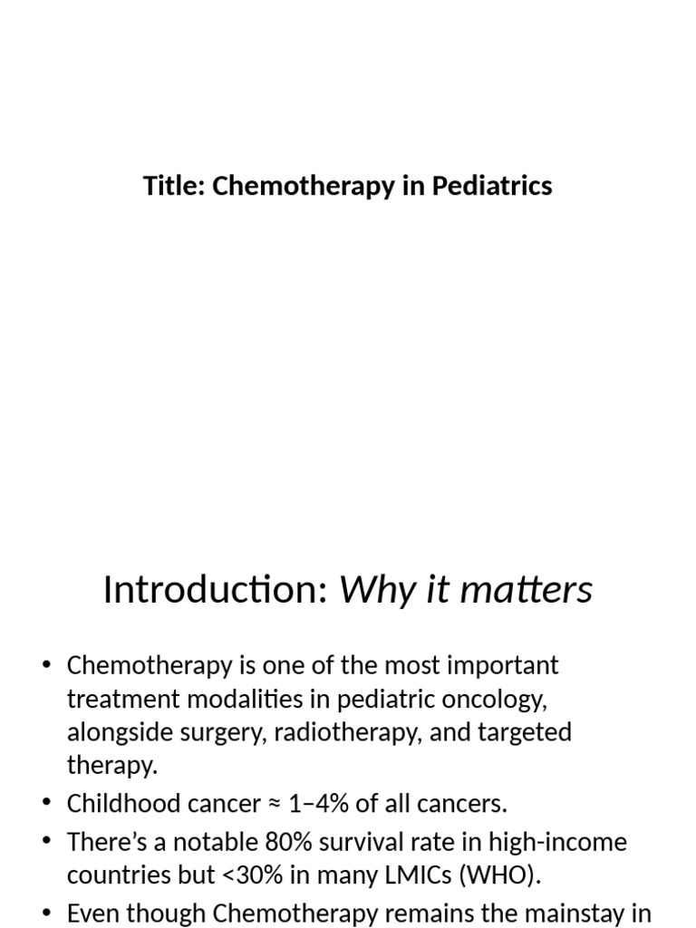 Pediatric Chemotherapy Overview and Challenges | PDF | Causes Of Death ...