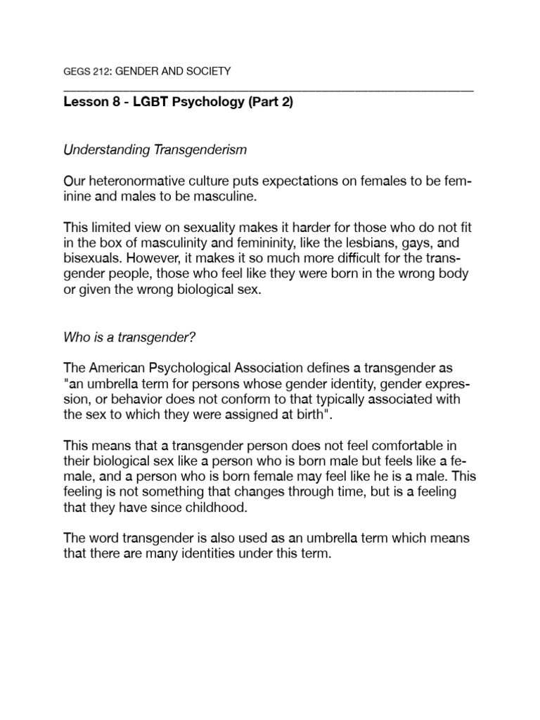 Understanding Transgender Identity | PDF | Transgender | LGBTQIA+ Studies