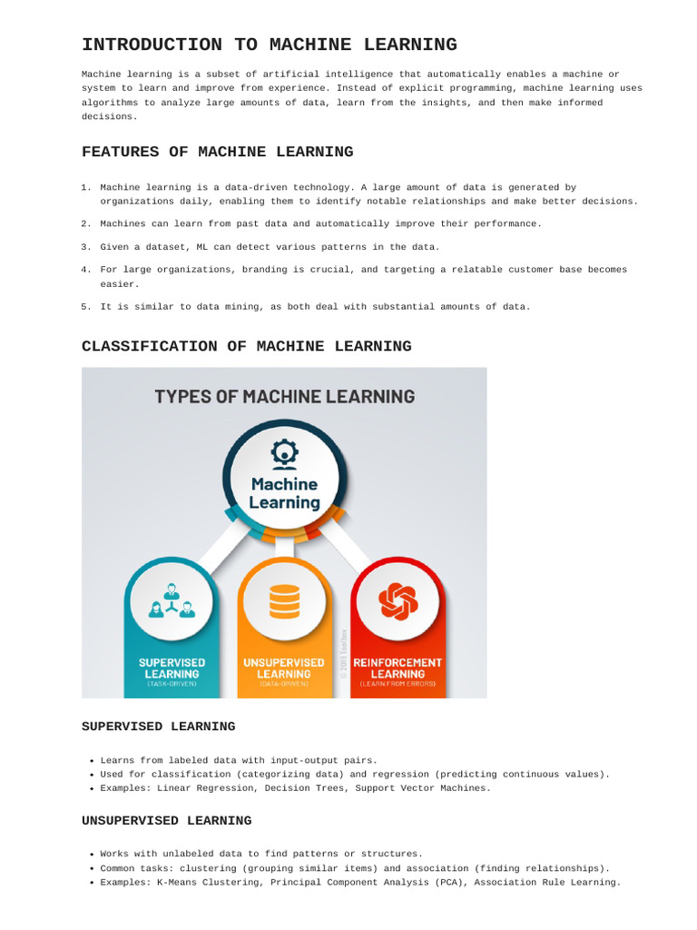 Introduction to Machine Learning Concepts | PDF | Errors And Residuals ...