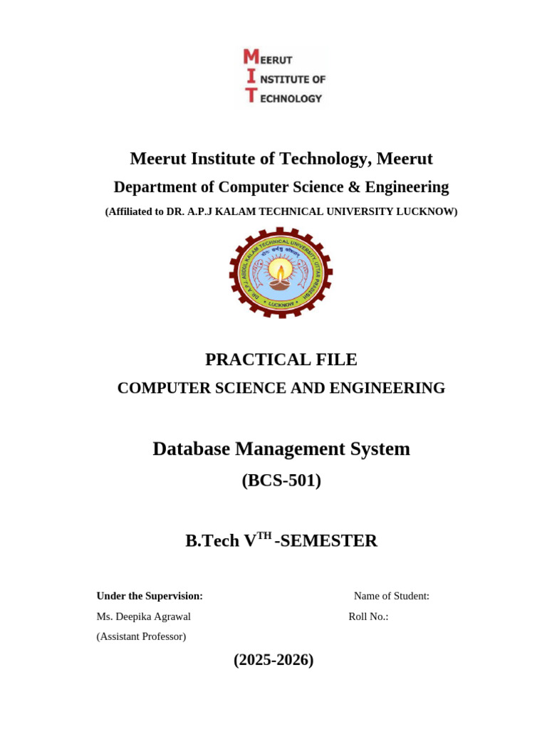 Database Management System Practical File | PDF
