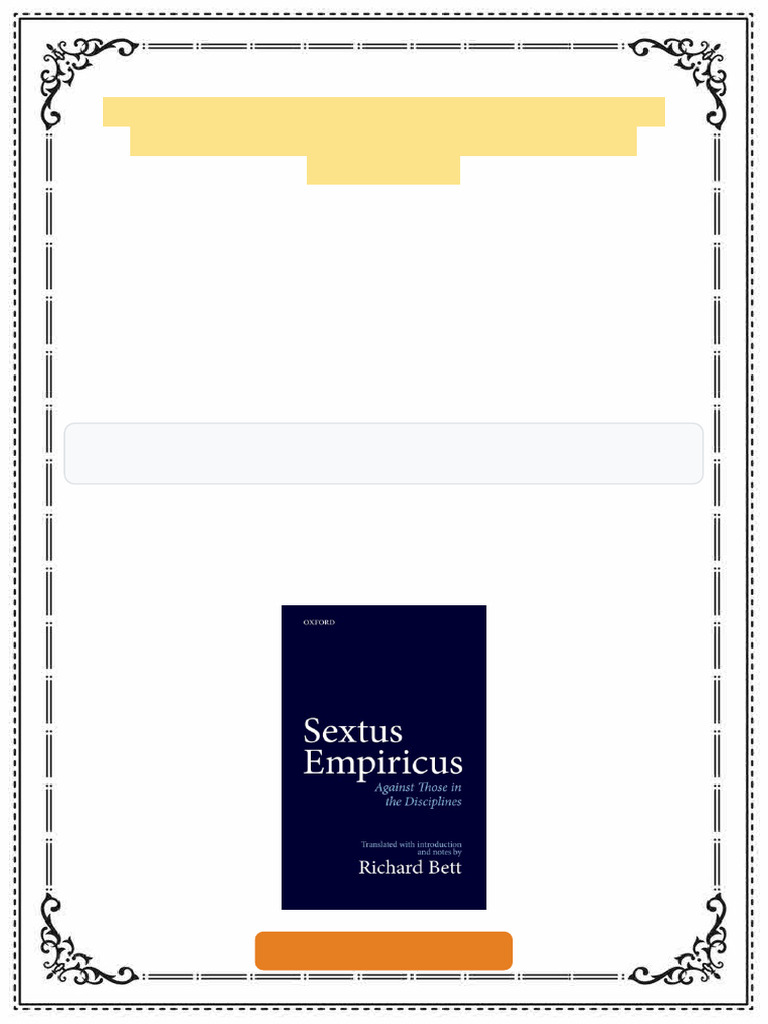Sextus Empiricus: Against Those in The Disciplines First Edition Bett ...