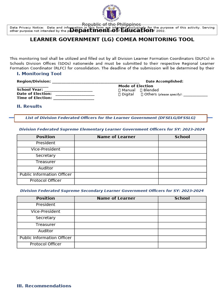 Learner Government Election Monitoring Tool | PDF | Government