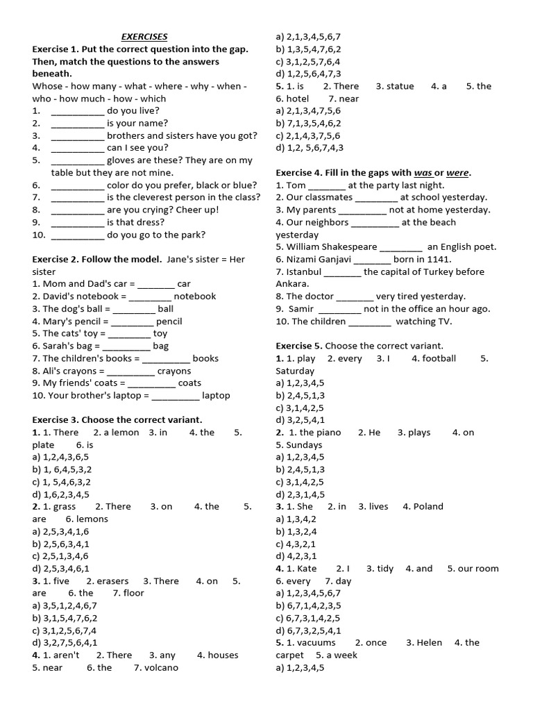 English Grammar Exercises for Beginners | PDF | Foods | Cuisine
