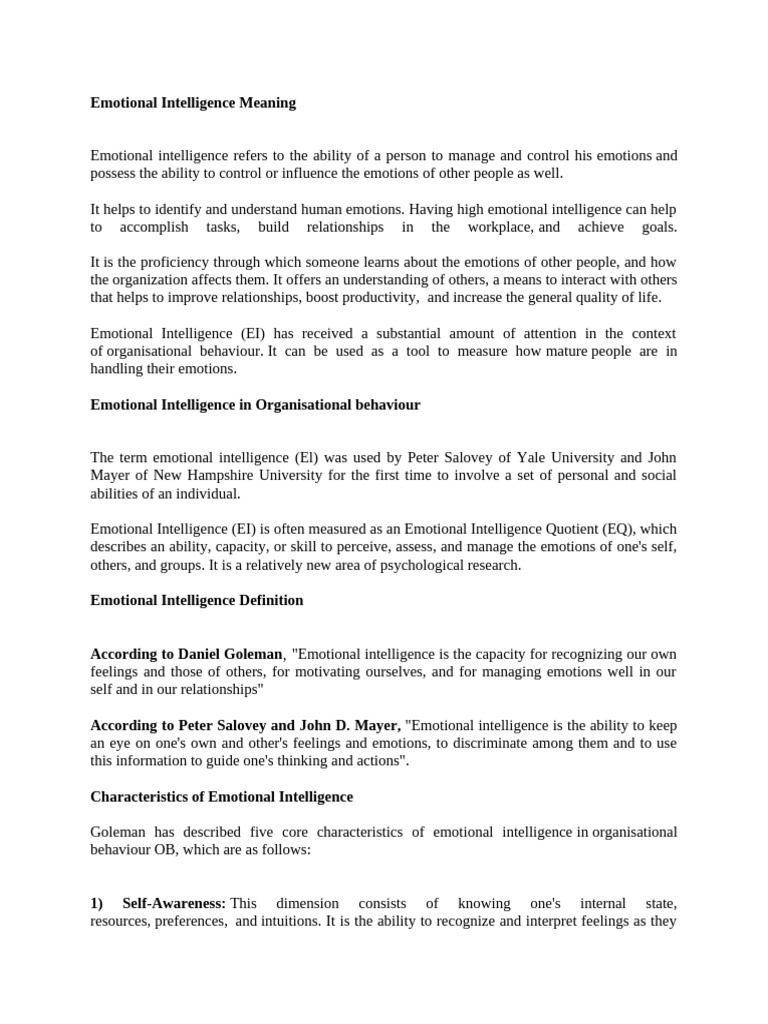 EI at Workplace | PDF | Emotional Intelligence | Intelligence