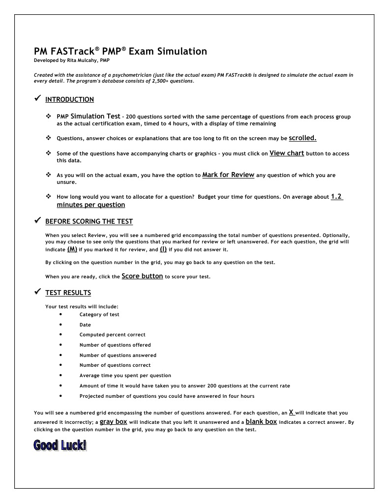 PMP Simulation Test INTRO | PDF | Career & Growth