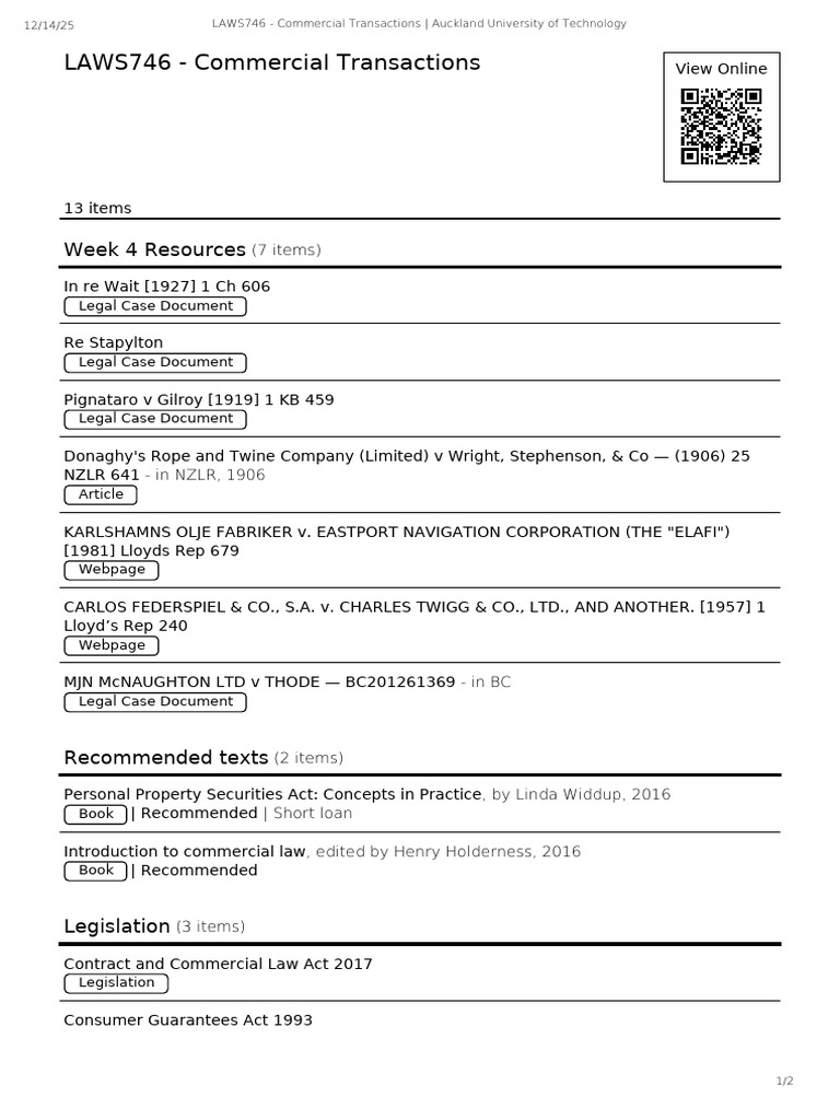 Commercial Transactions Resources Guide | PDF