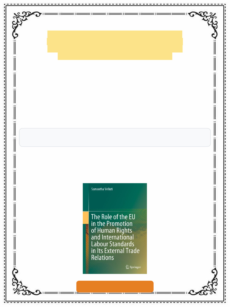 The Role of The EU in The Promotion of Human Rights and International ...