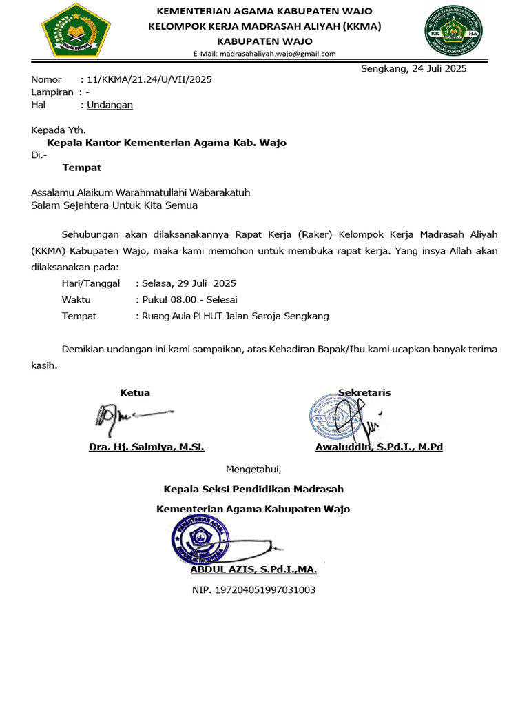 Undangan Raker KKMA Wajo 29 Juli 2025 | PDF