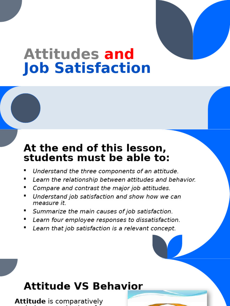 Attitude and Job Satisfaction | PDF | Attitude (Psychology) | Job ...