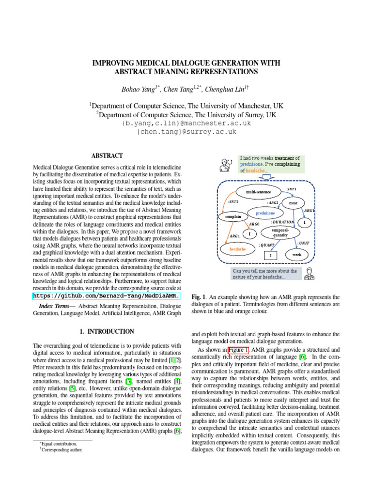 Enhancing Medical Dialogue with AMR | PDF