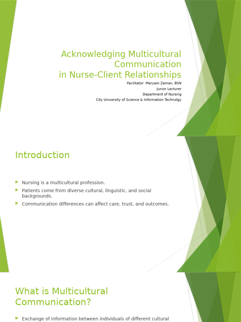 Multicultural Communication in Nursing | PDF | Communication ...