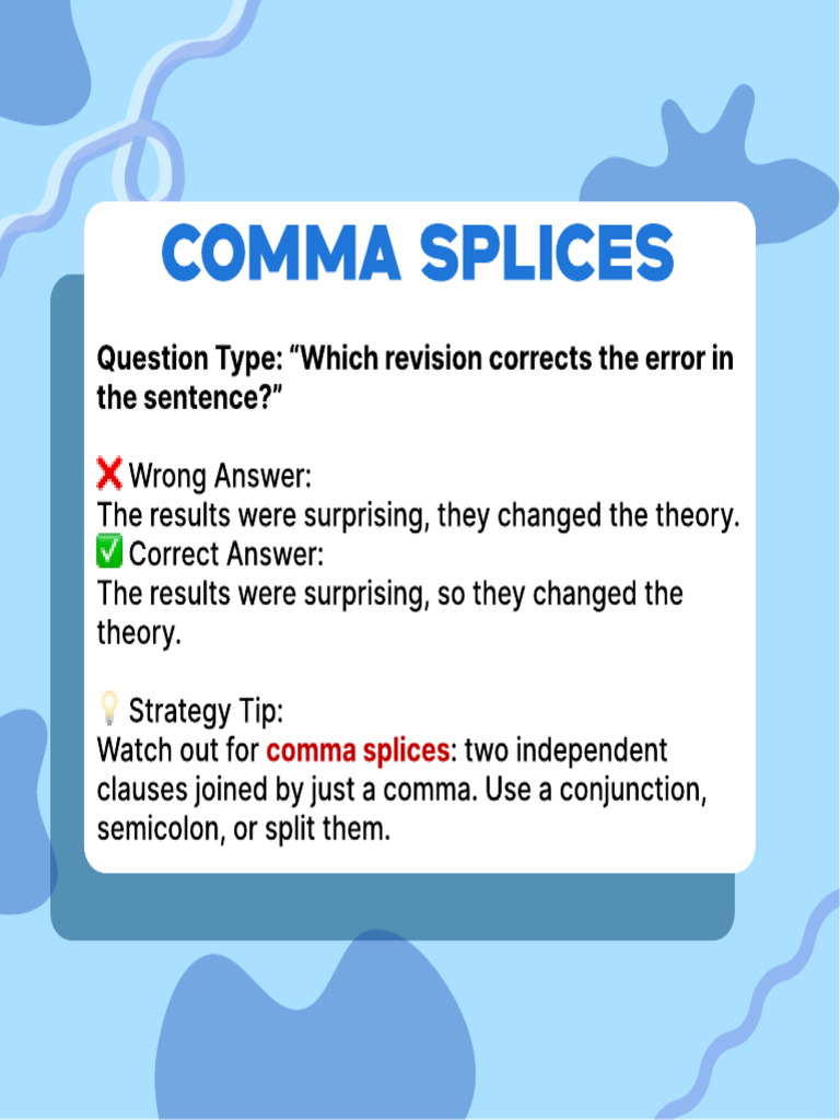 Fixing Comma Splices in Sentences | PDF