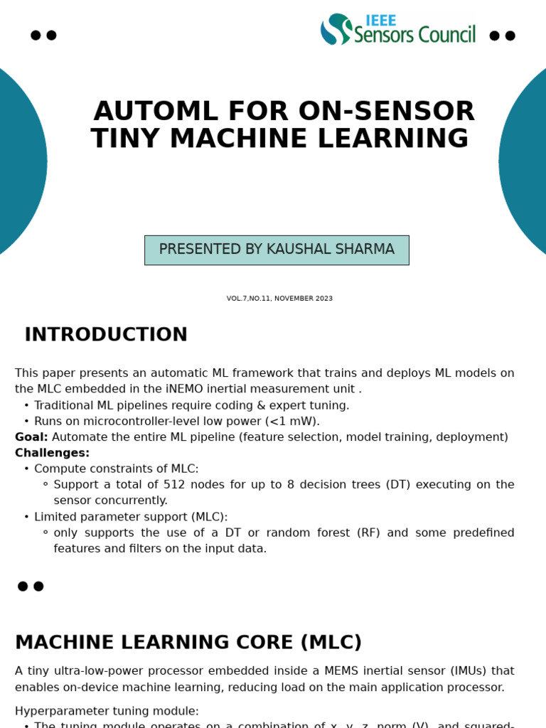 AutoML for Low-Power TinyML Sensors | PDF | Machine Learning | Computing