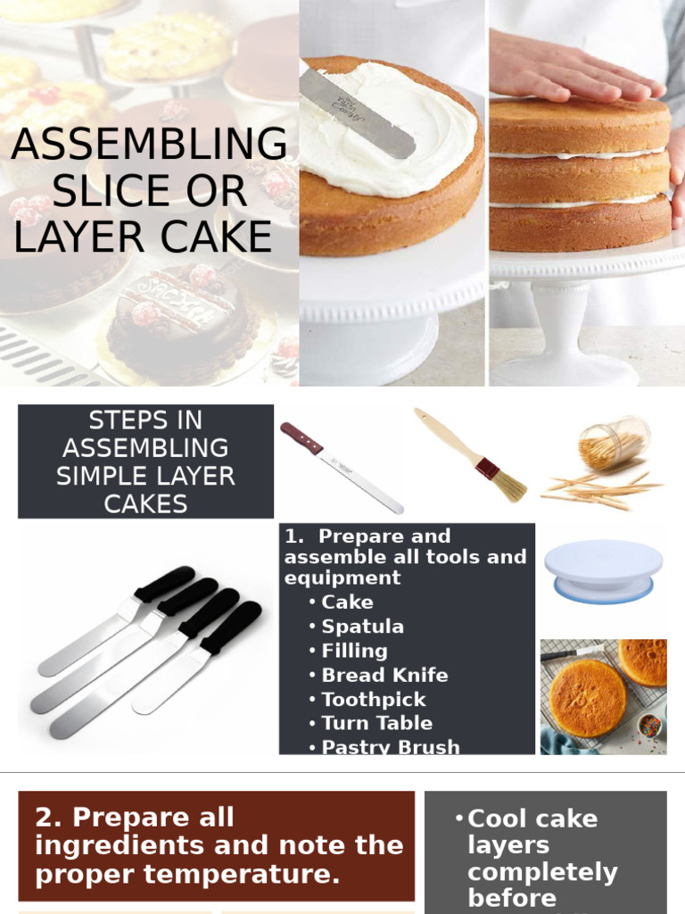Step-by-Step Layer Cake Assembly Guide | PDF | Cakes | Icing (Food)
