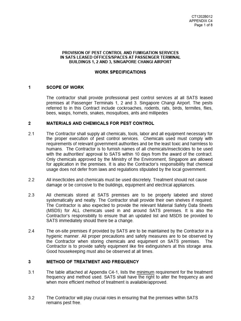 Appendix c4 - Additional Pest Control Specifications | PDF | Pest Control