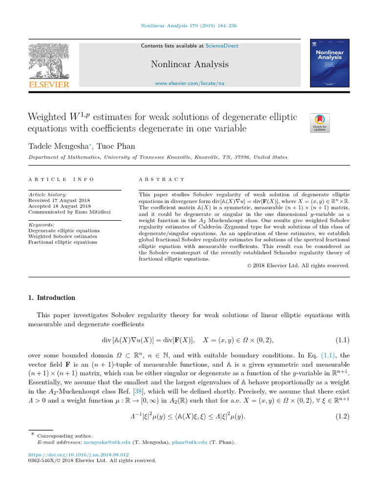 Weighted Estimates For Weak Solutions of Degenerate Elliptic Equations ...