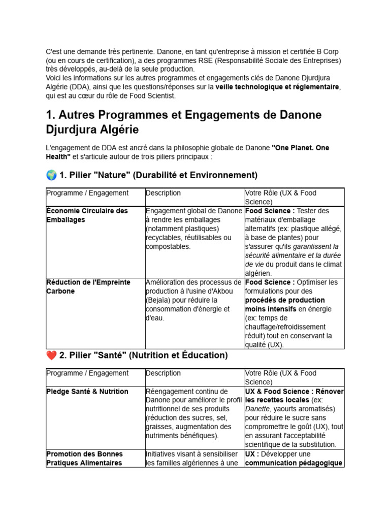 Engagements RSE de Danone Algérie | PDF | Responsabilité sociétale des ...