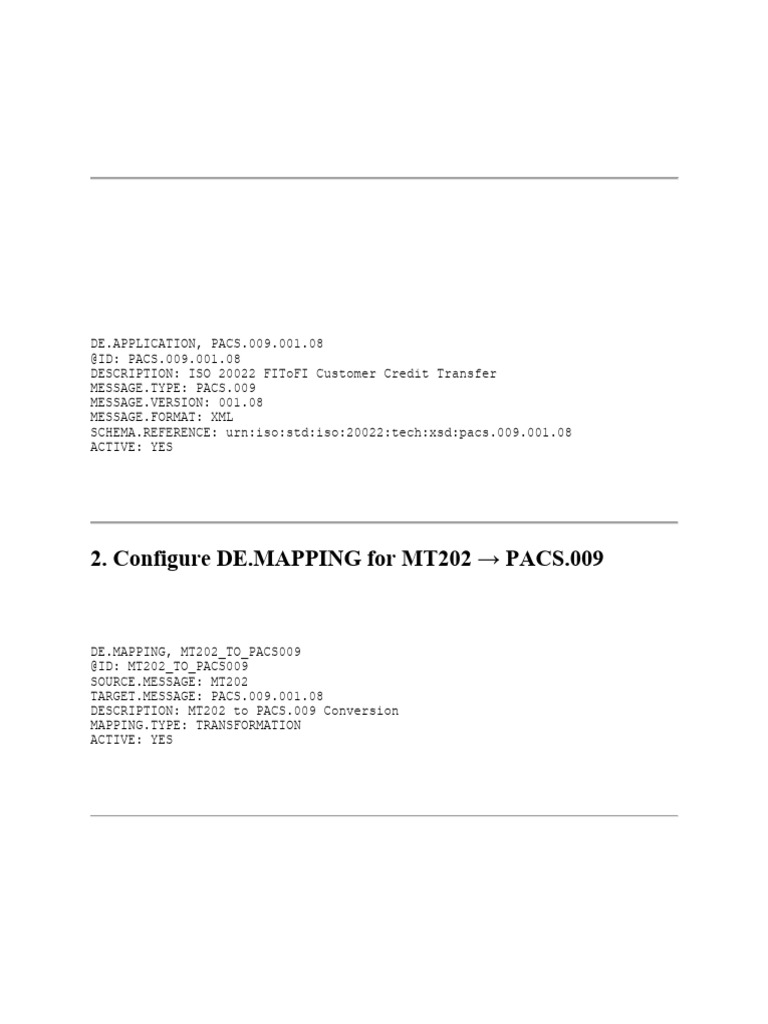 MT202 to PACS.009 Conversion Guide | PDF | Xml | Computing