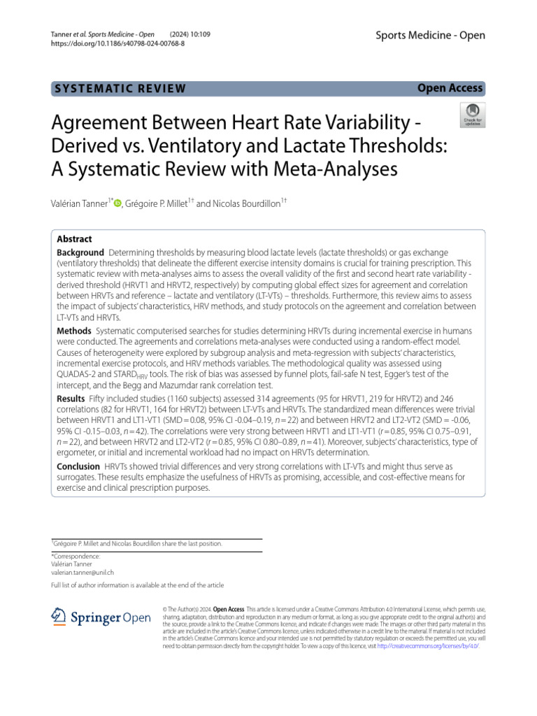 Agreement Between Heart Rate Variability | PDF | Meta Analysis | Effect ...