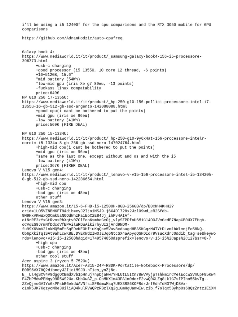 Laptop Selection | PDF | Computing | Portable Computers