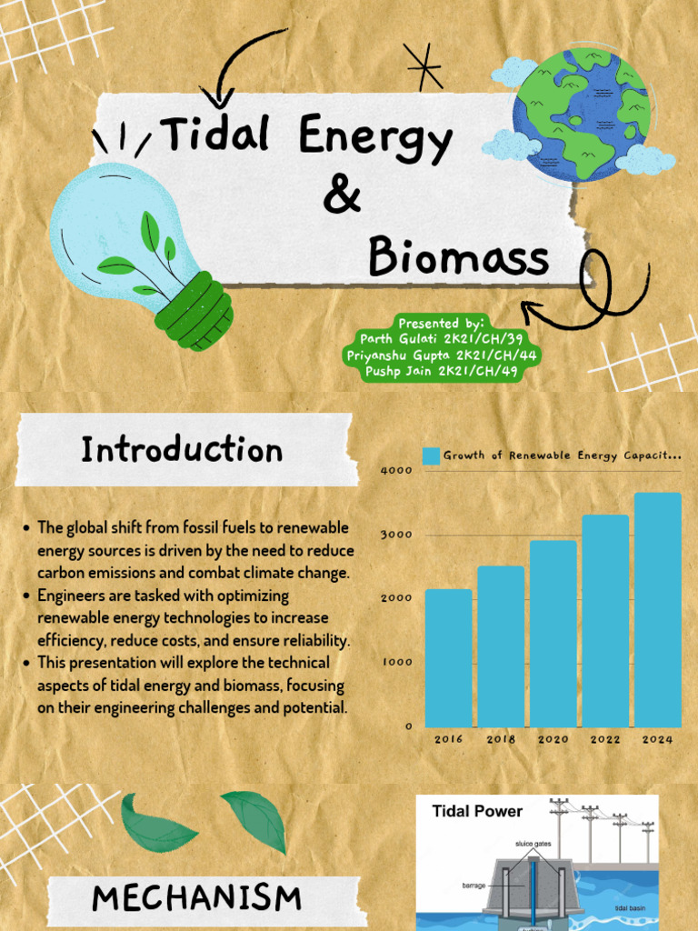 Tidal Energy and Biomass Overview | PDF | Energy Development | Wind Turbine